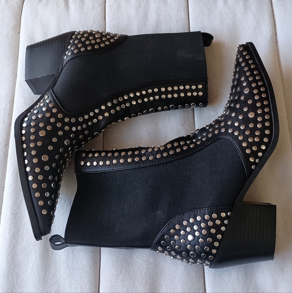 Shu Shop Studded Black Ankle Cowgirl Boots_8